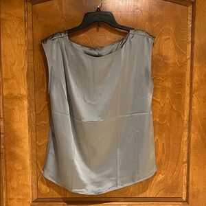 LOFT Satin Sleeveless Blouse in Light Gray